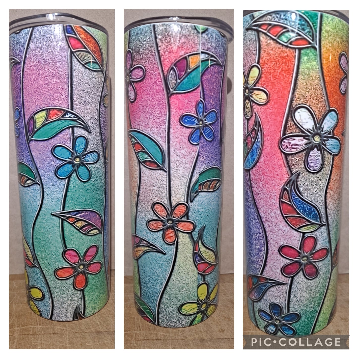 Stain glass look with flowers