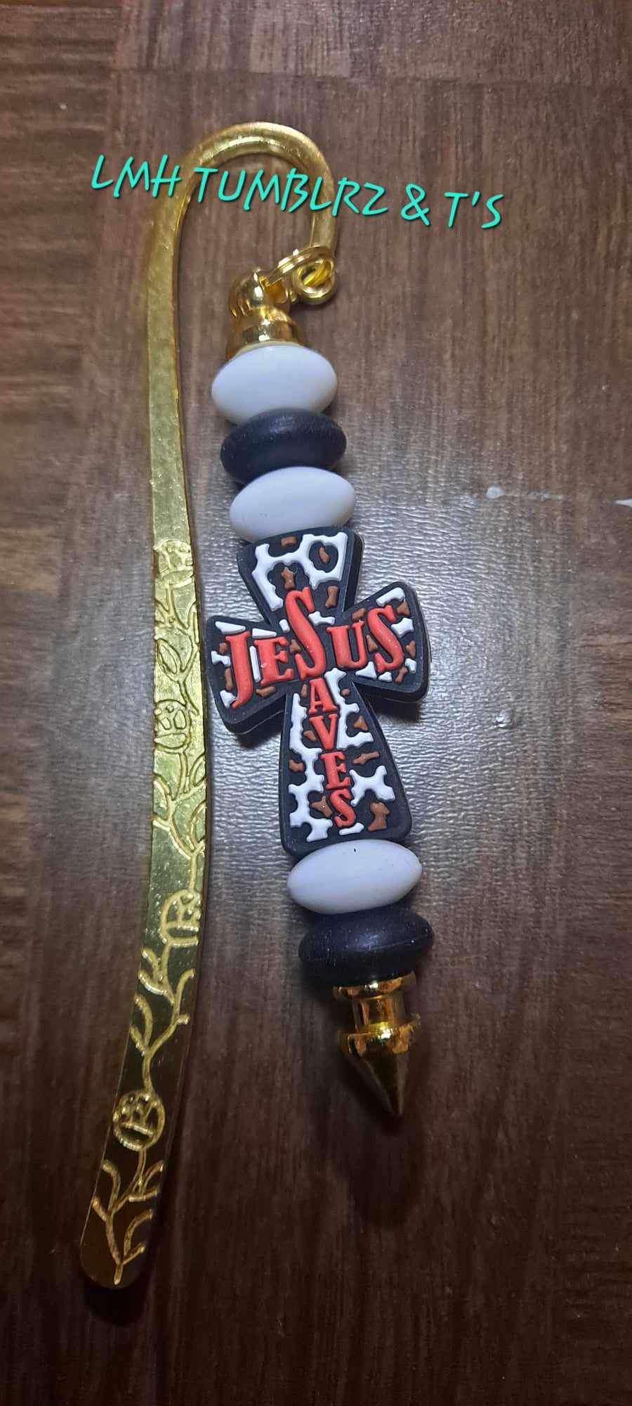 Jesus Saves red cheetah cross Bookmark