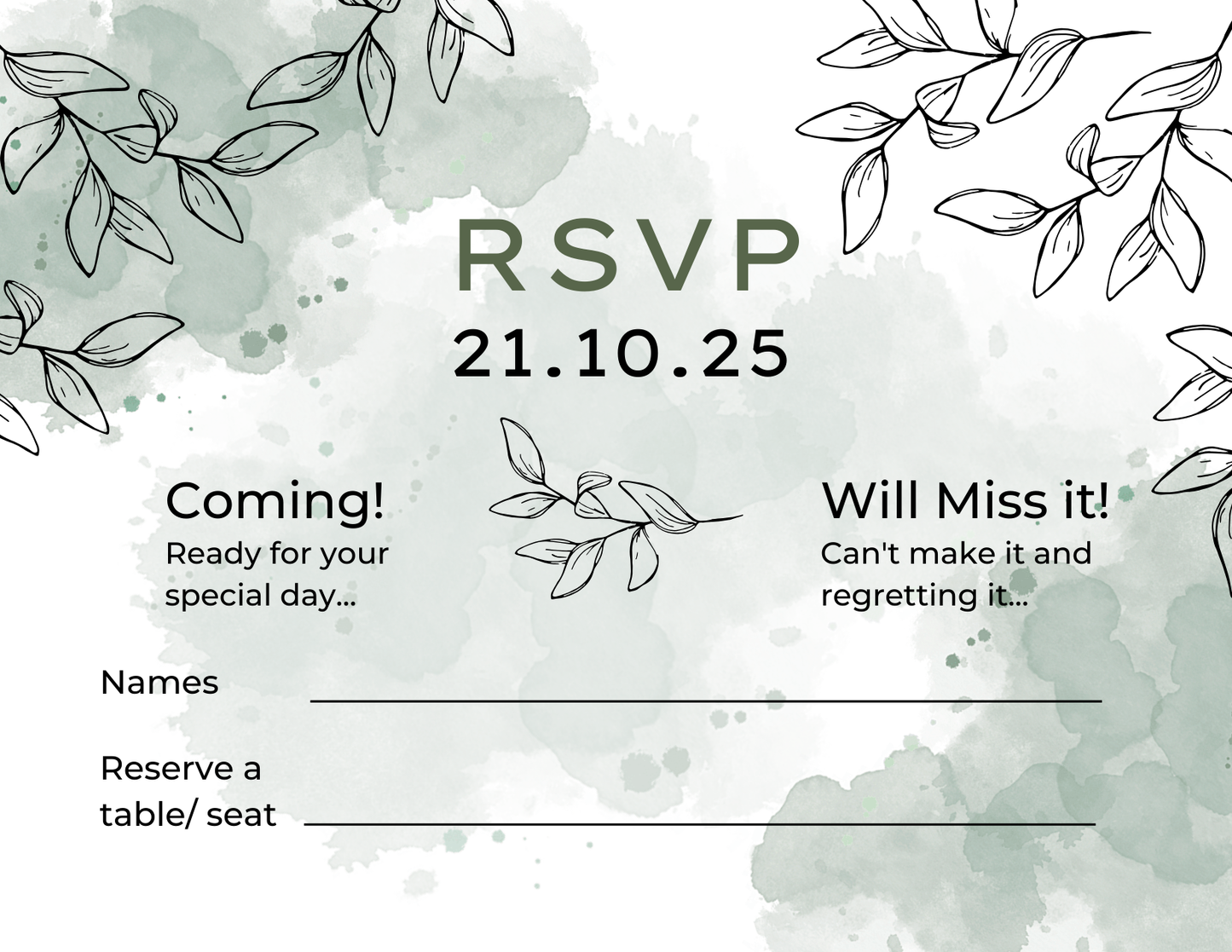 Pastel Green Elegant Wedding RSVP