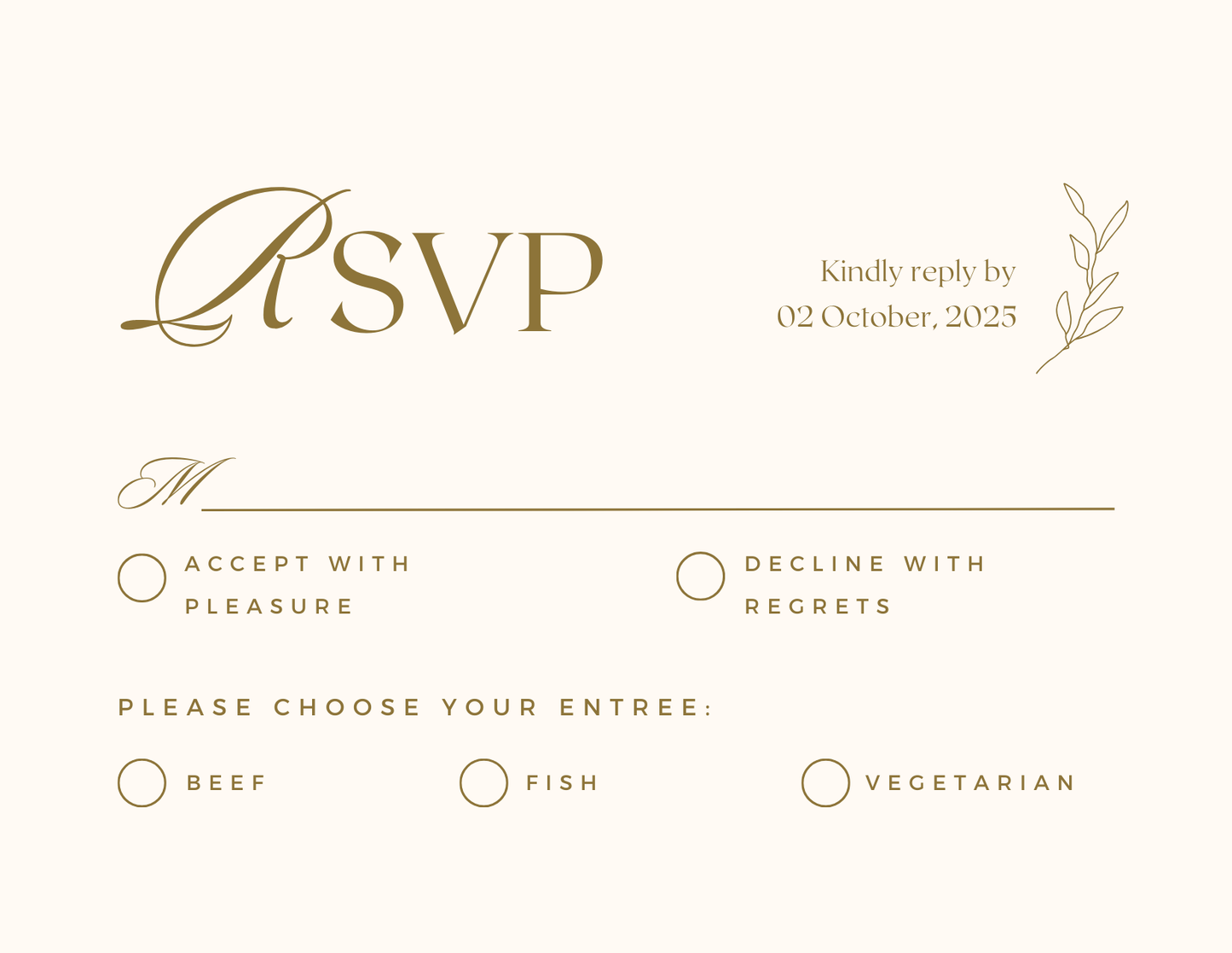 Minimalist RSVP One Leaf