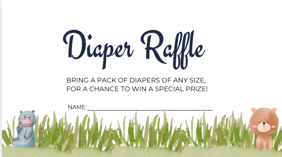 Grassy Diaper Raffle ticket