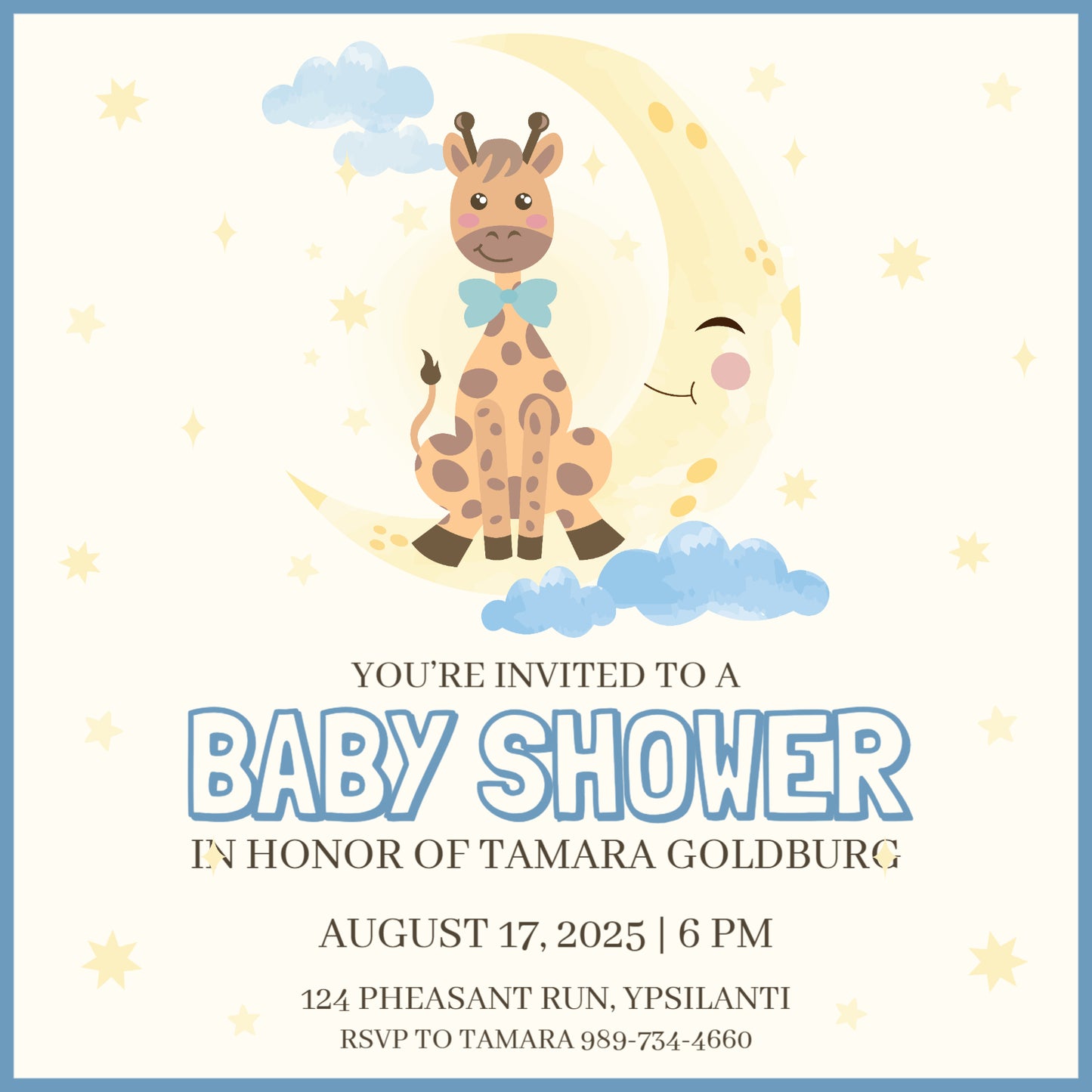 baby shower invitation baby giraffe