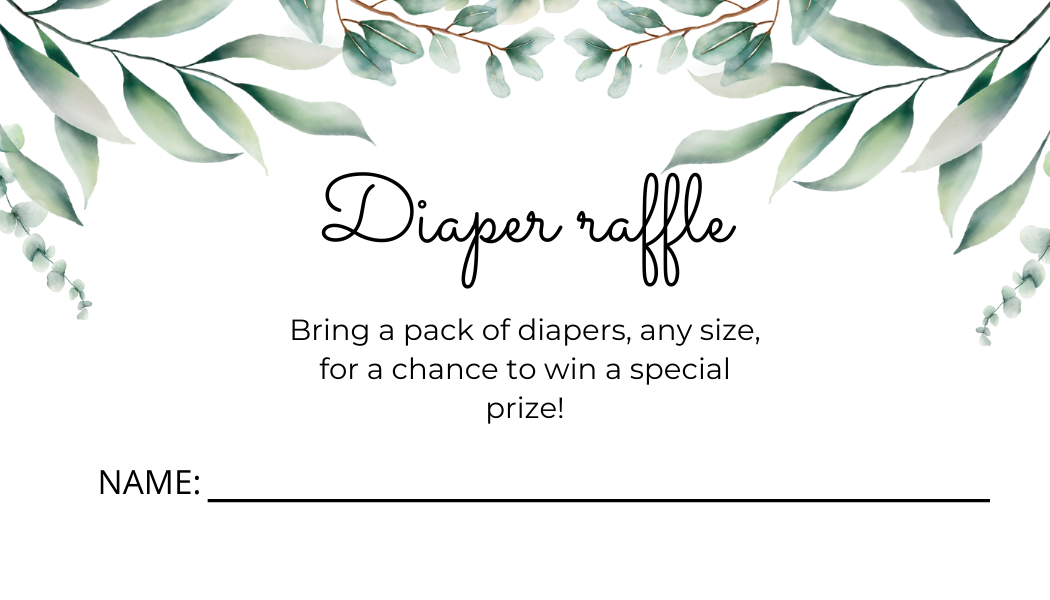 White Diaper Raffle ticket