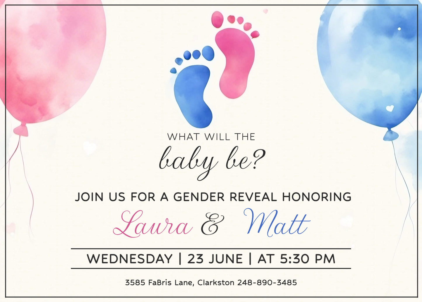 Gender Reveal invitations