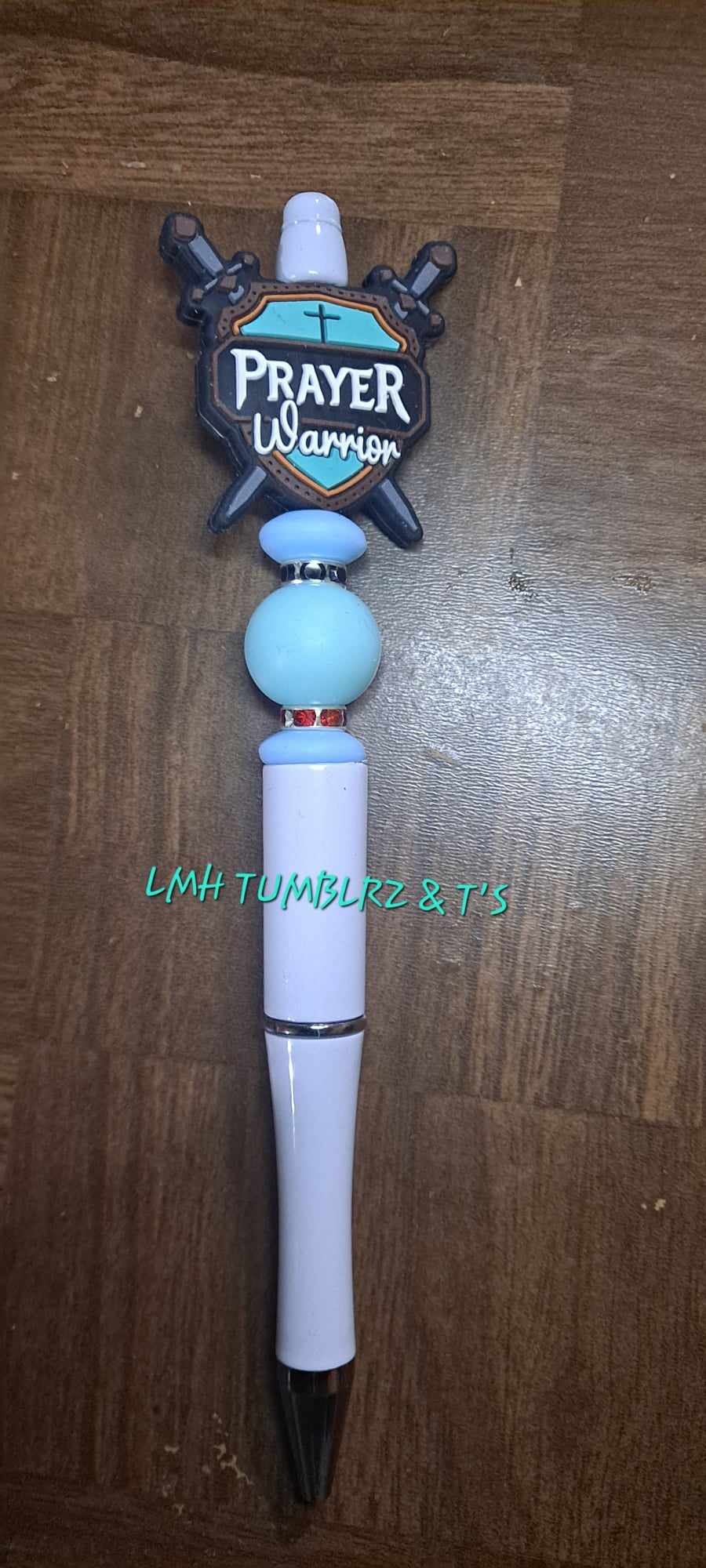 Teal prayer warrior focal white pen