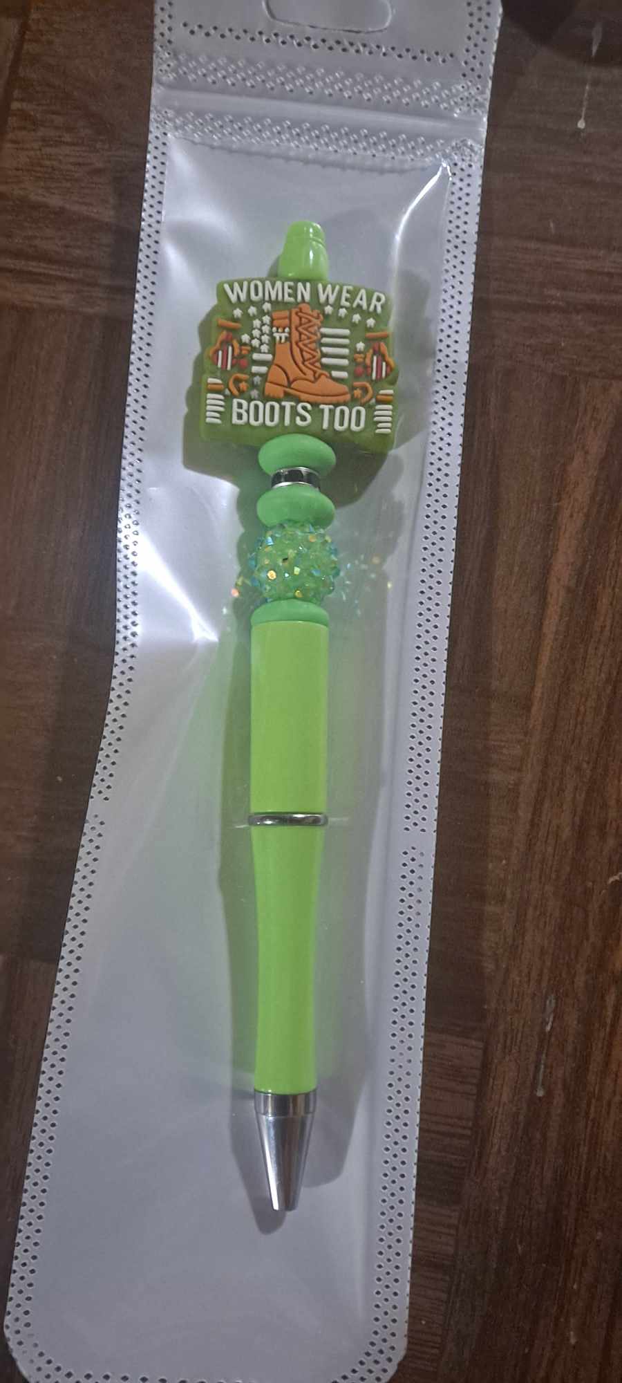 Women wear boots too focal light green pen