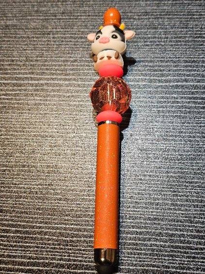 3D cow focal Orange stylus pen