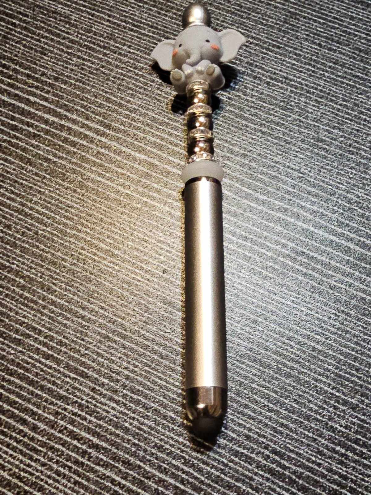 3D elephant focal Silver stylus pen