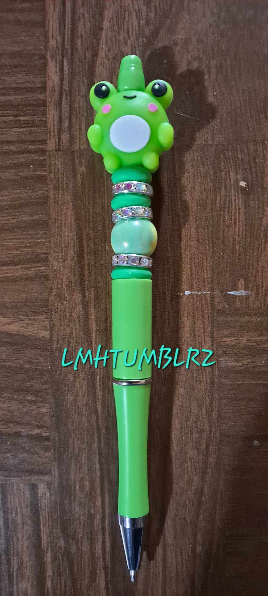 3D frog focal light green pen