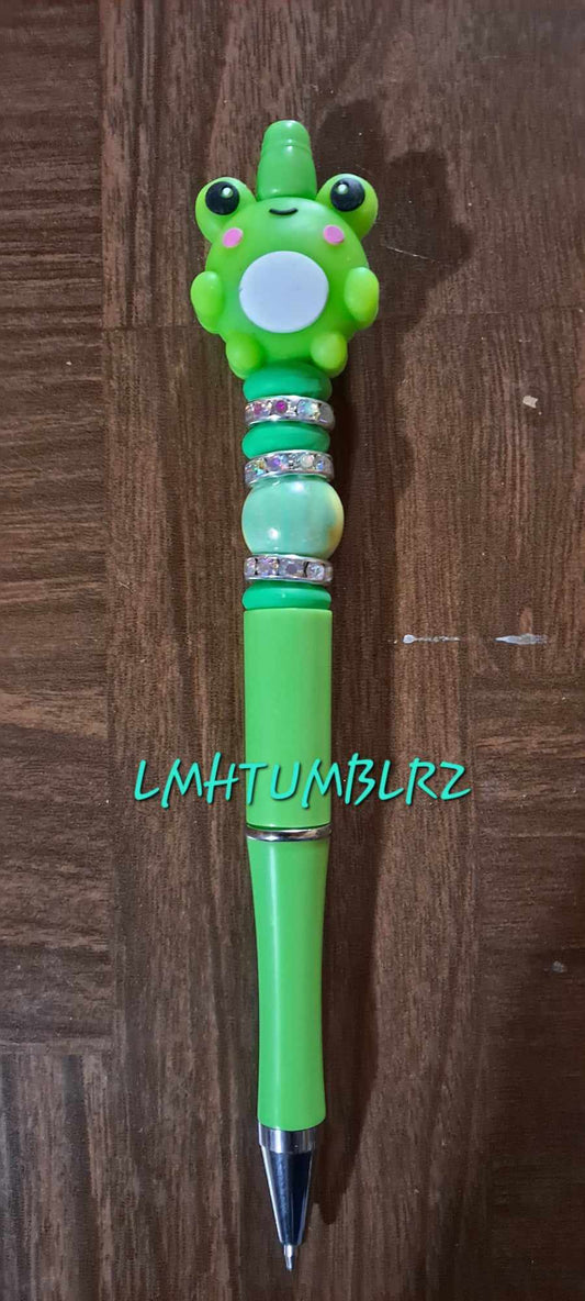 3D frog focal light green pen