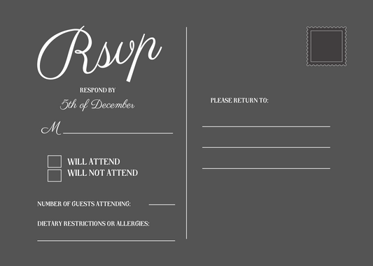 Black and white Simple Wedding RSVP