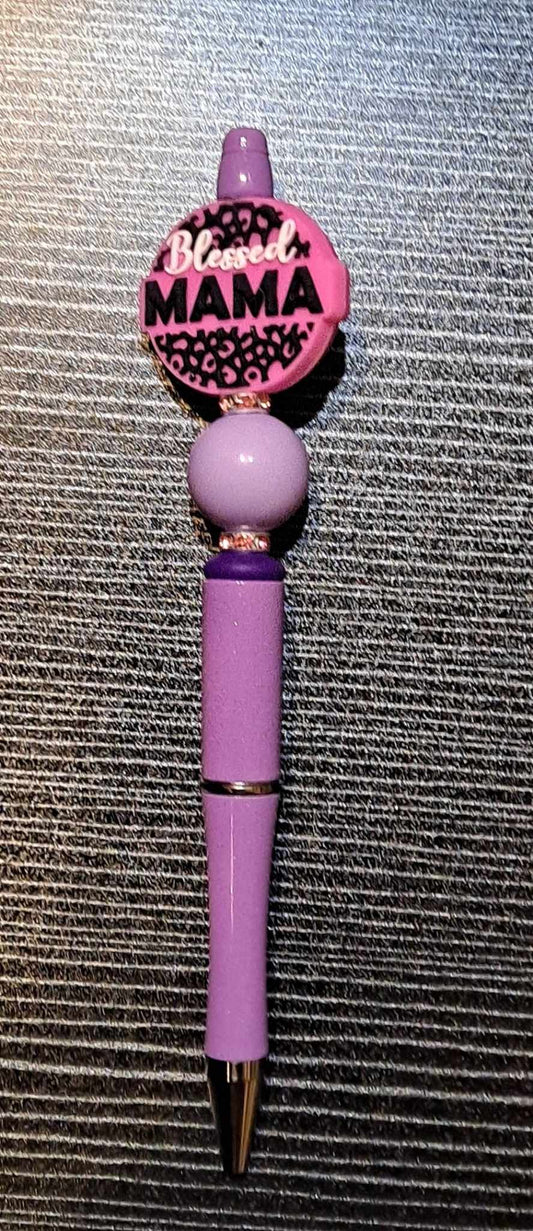 Blessed Mama pink focal purple pen pink bead