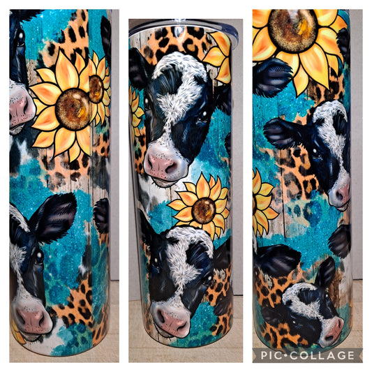 Teal cow sunflowers