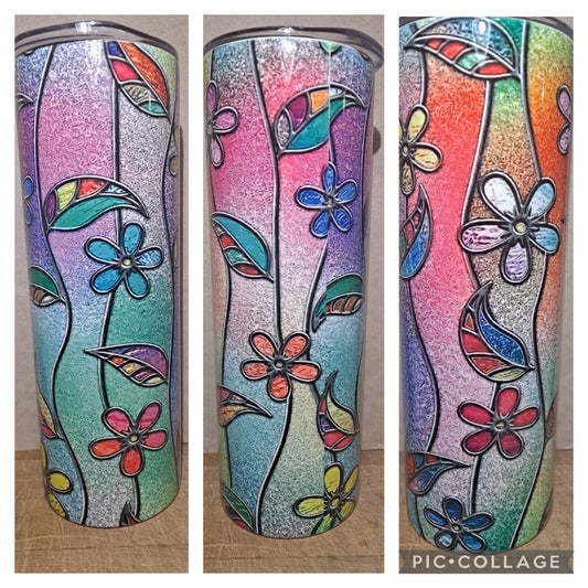 Stain glass look with flowers