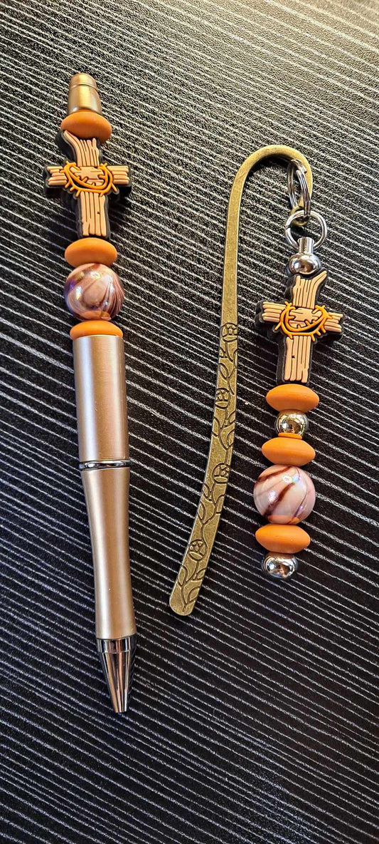 Cross focal gold pen matching bookmark