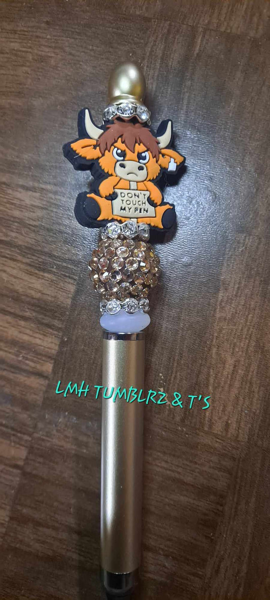 Don't touch my pen cow focal gold stylus