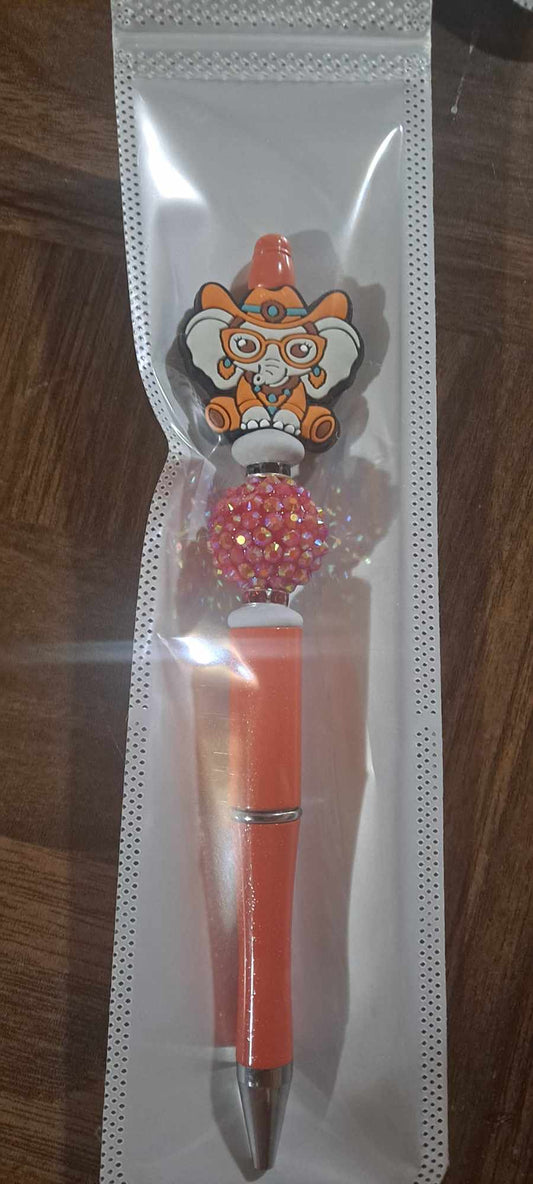 Ellie the elephant cowgirl focal orange pen