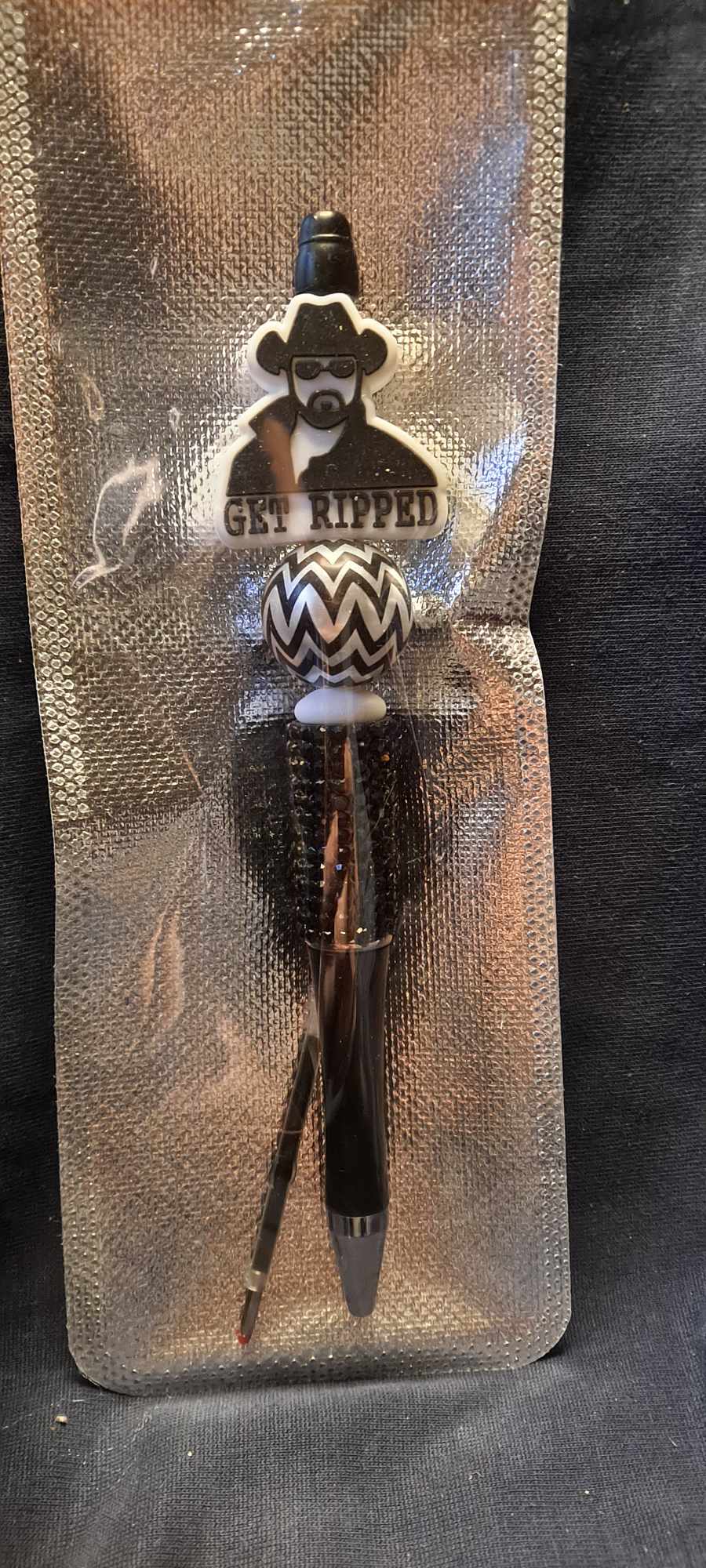 get Ripped focal black bling pen