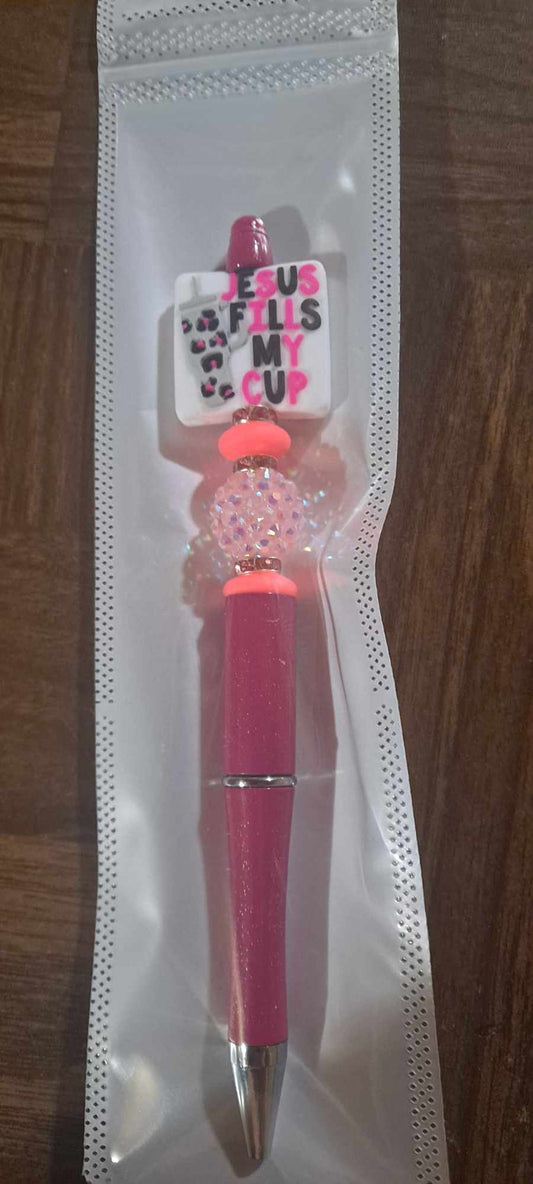 Jesus fills my cup focal pink pen