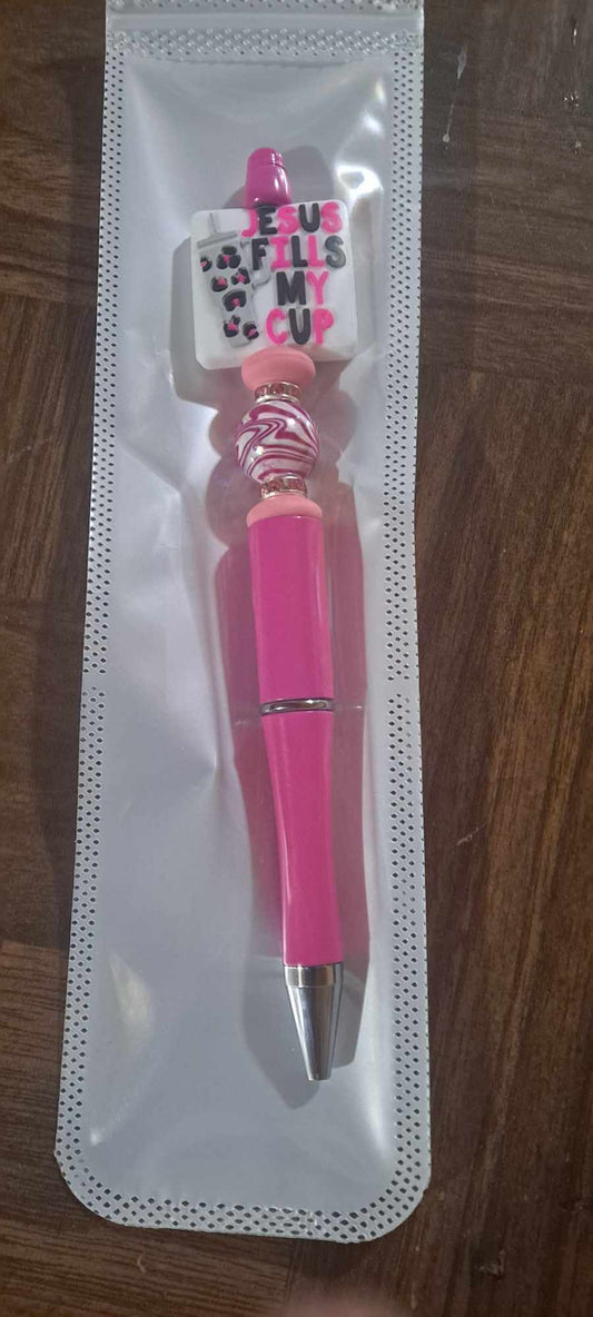 Jesus fills my cup focal pink pen