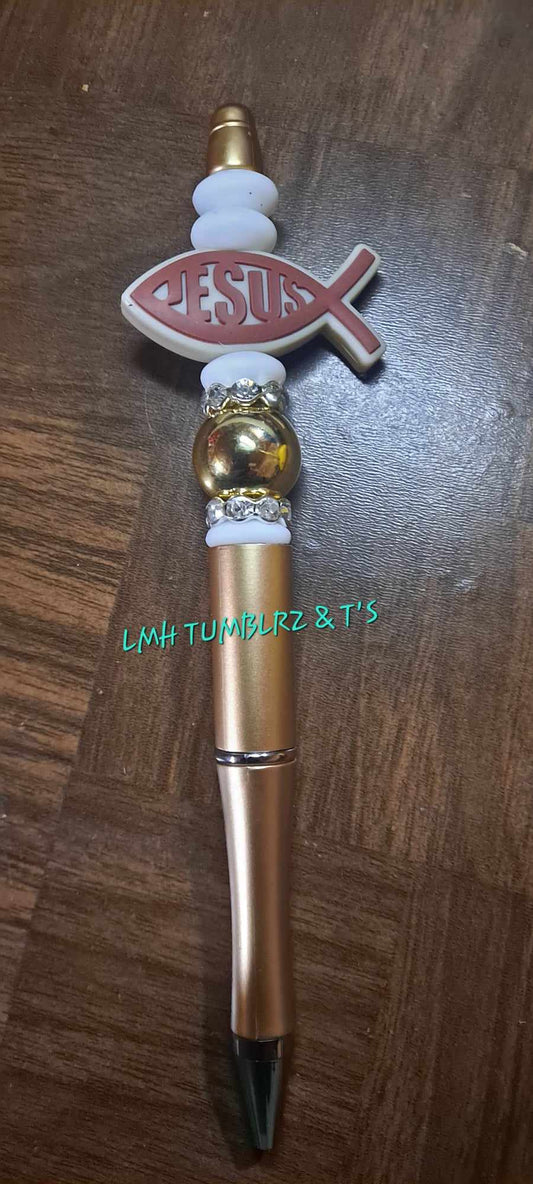 Jesus fish focal gold pen