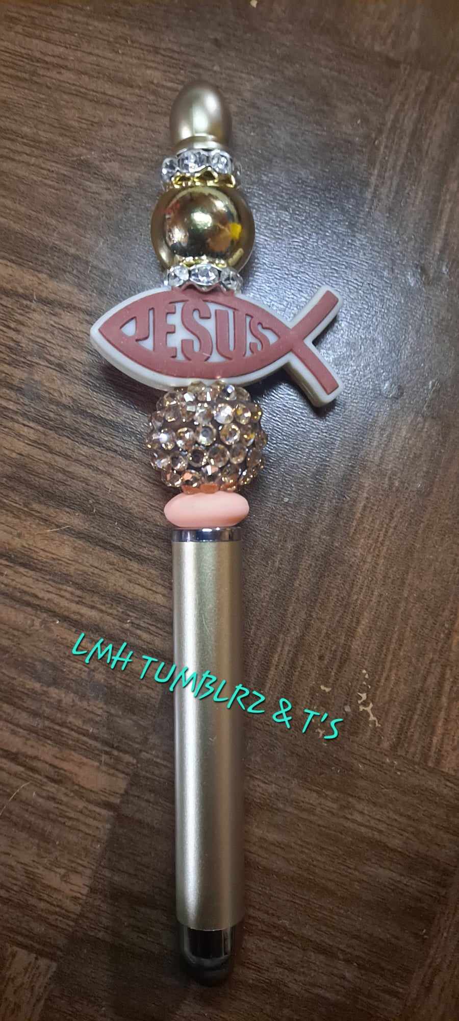 Jesus fish focal gold stylus pen