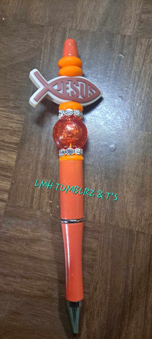 Jesus fish focal Orange pen