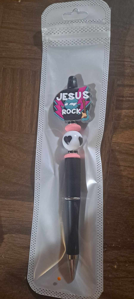 Jesus is my Rock focal black pen white black heart
