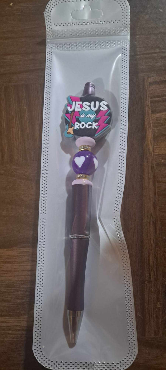 Jesus is my Rock focal burgundy pen