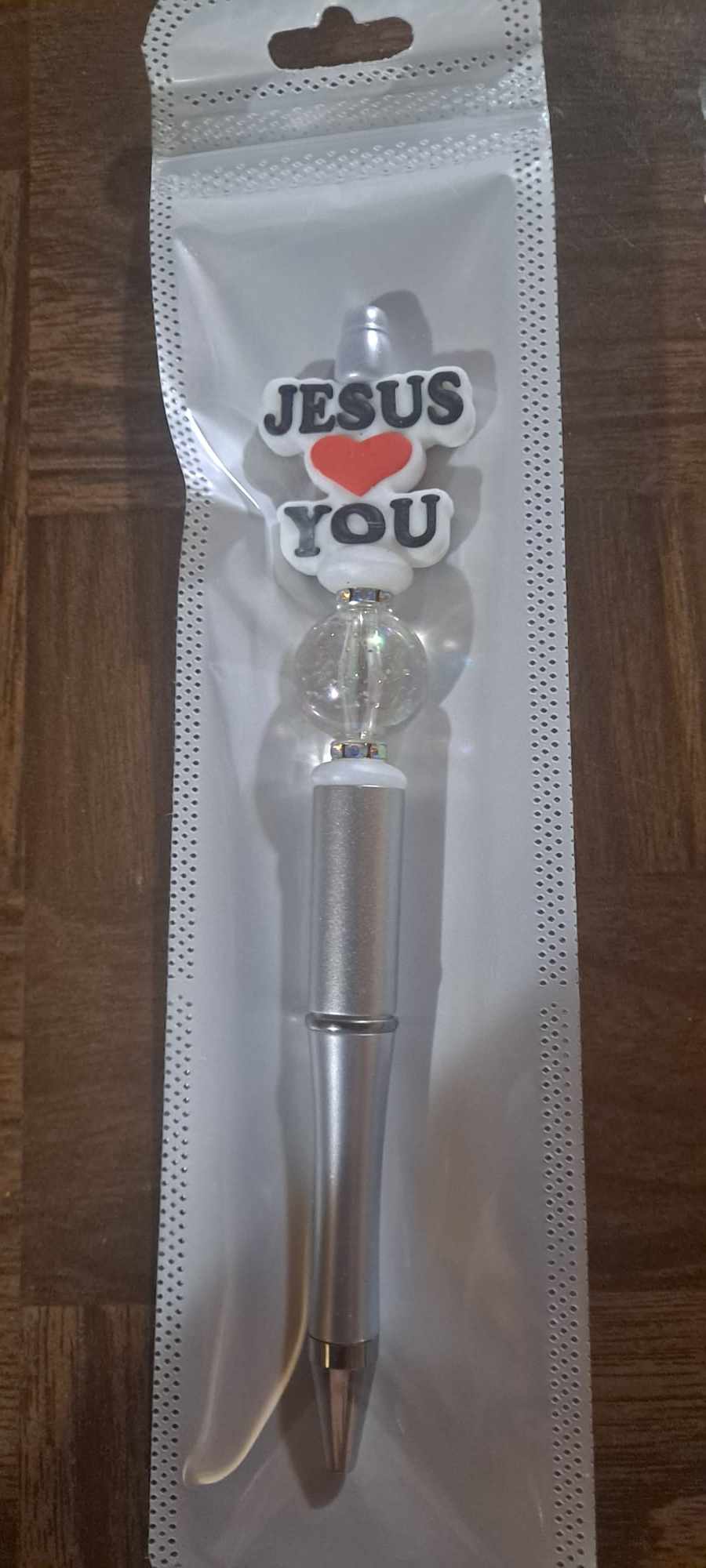 Jesus loves you focal silver pen