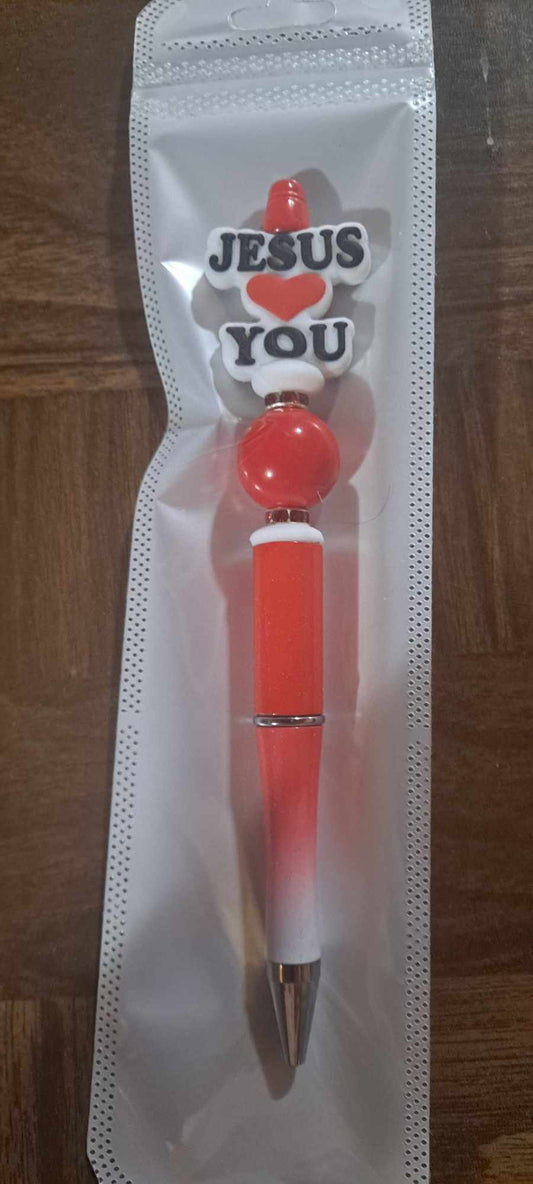 Jesus loves you focal red ombre pen