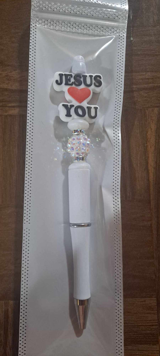 Jesus loves you focal white pen