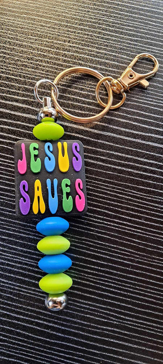 Jesus saves focal keychain