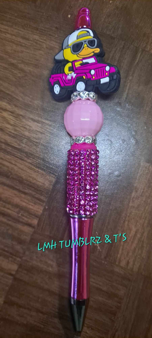 Pink duck jeep focal pink bling pen
