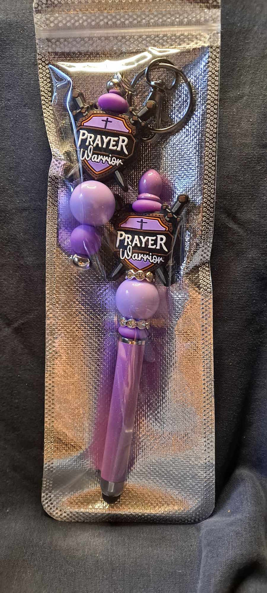 prayer warrior purple focal stylus and keychain set