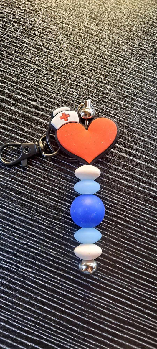 Red heart RN keychain
