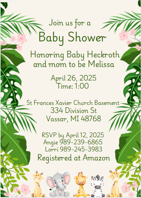 Baby Shower baby jungle animal