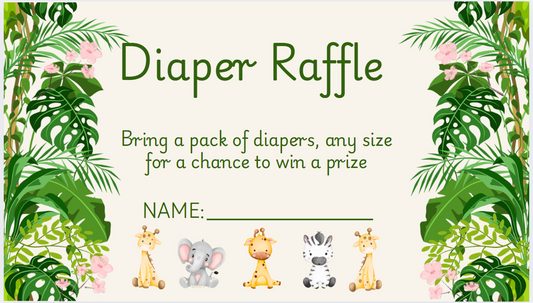 Diaper Raffle jungle theme