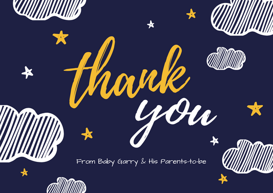 Starry night baby shower thank you cards