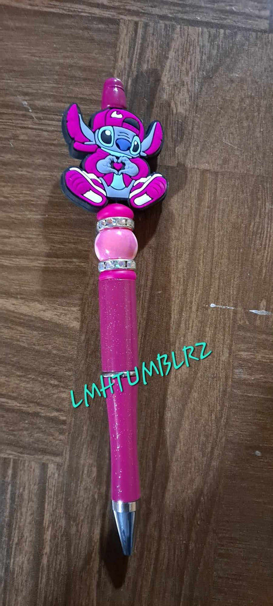 Stitch focal pink glitter pen