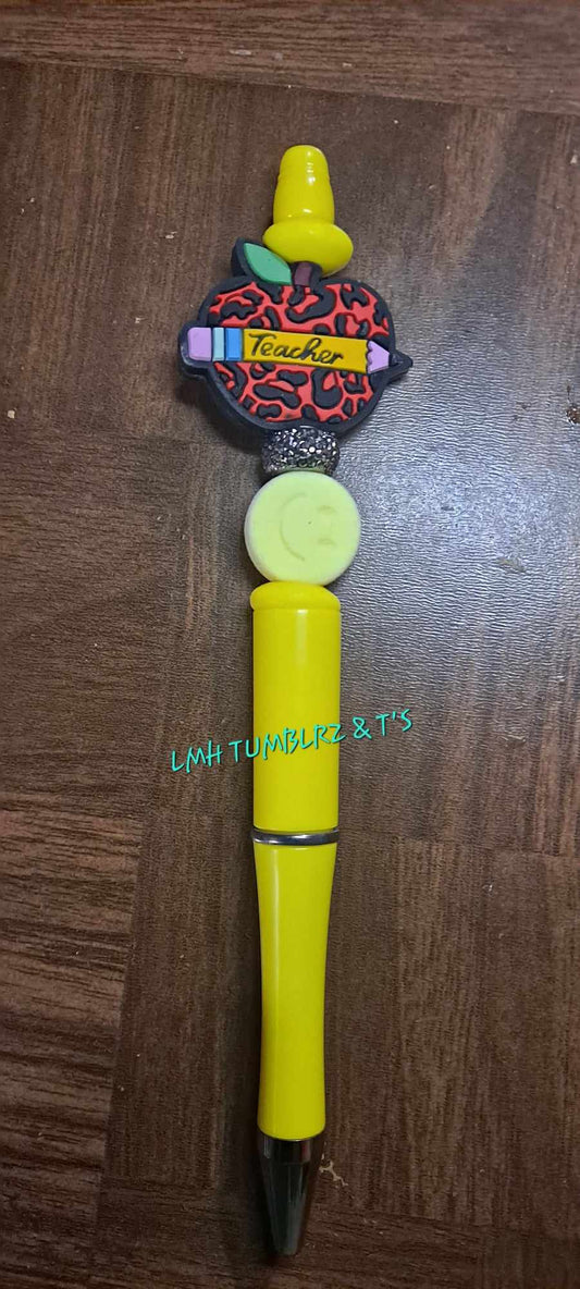 Teacher pencil focal yellow pen with a smiley