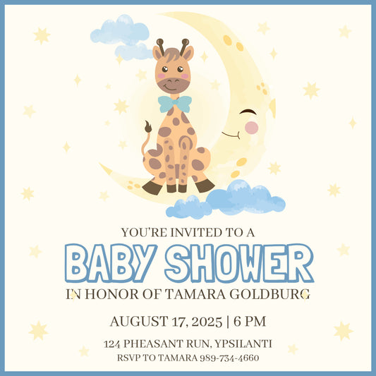 baby shower invitation baby giraffe