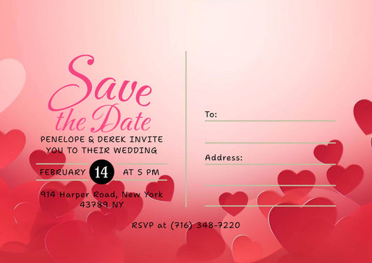 Hearts Wedding invitation
