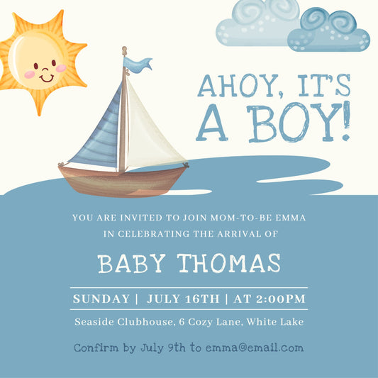 Ahoy its a boy invitations