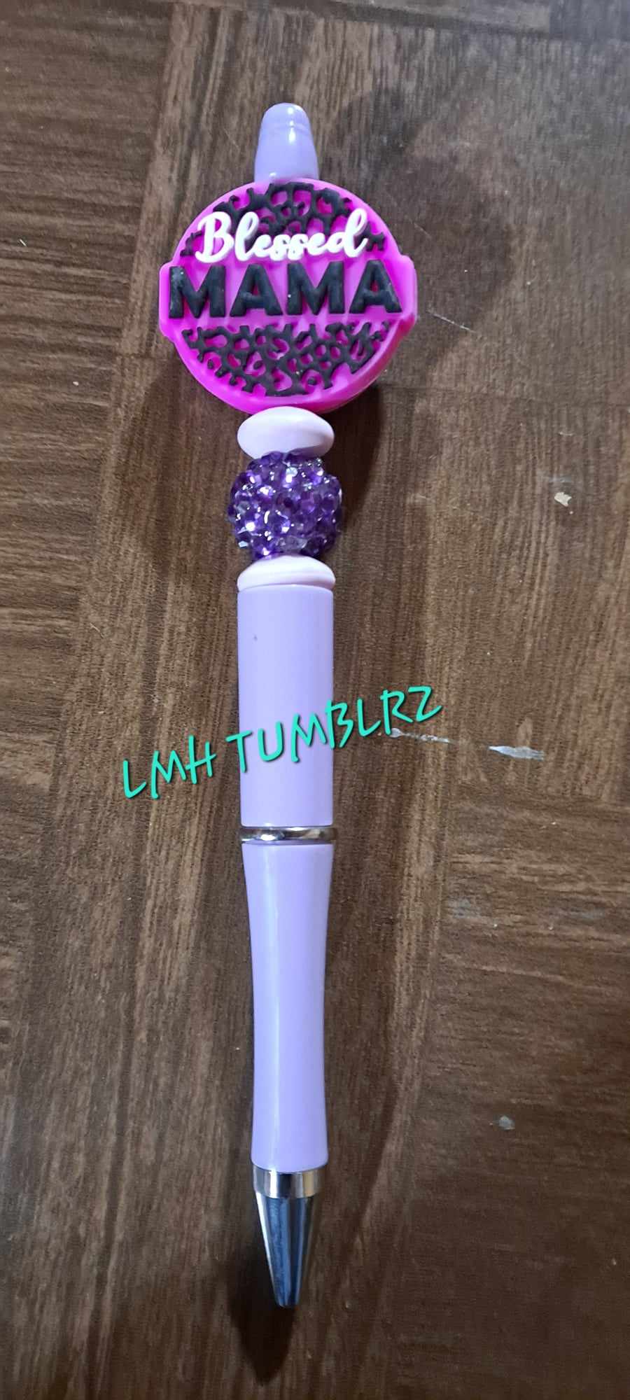 Blessed Mama Focal lilac pen crystal bead