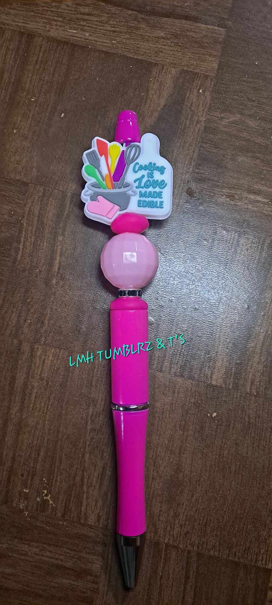 Cooking is love made edible focal pink pen