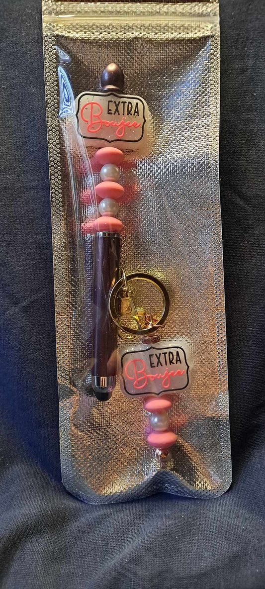 Extra bougie focal burgundy stylus keychain set