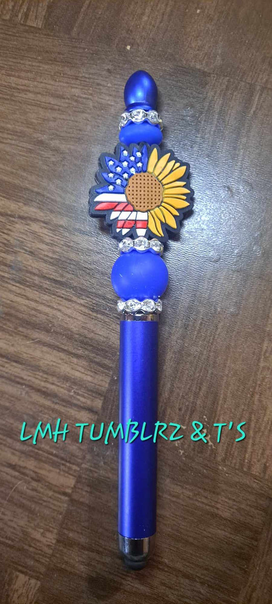 Flag sunflower focal blue stylus pen