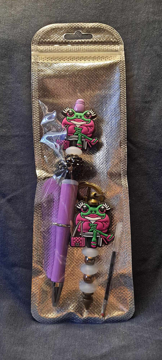 bougie frog focal lilac pen keychain set