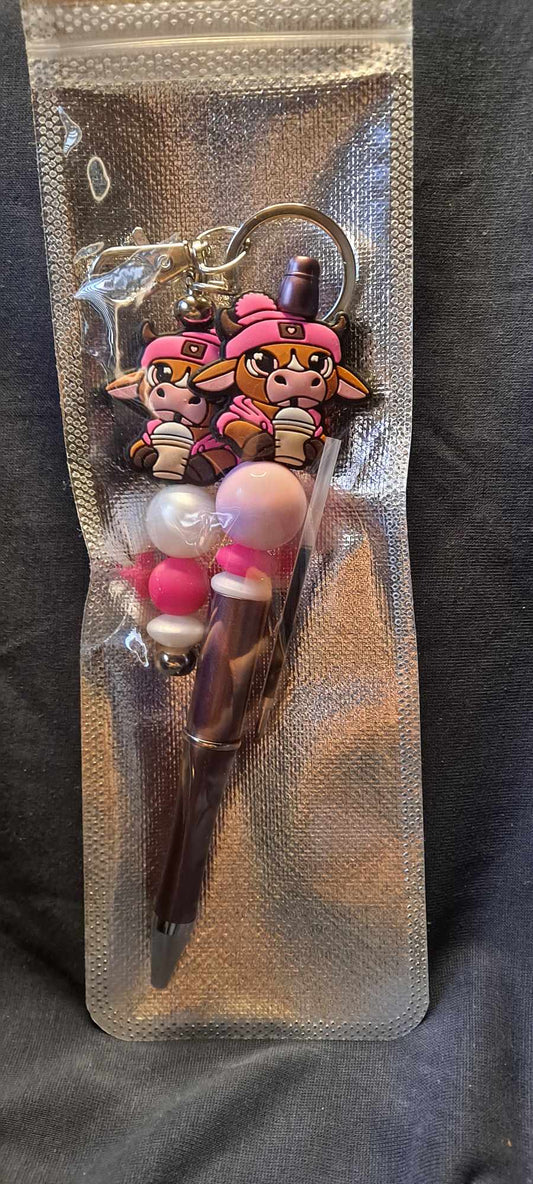 Heifer frappe focal burgundy pen and keychain set